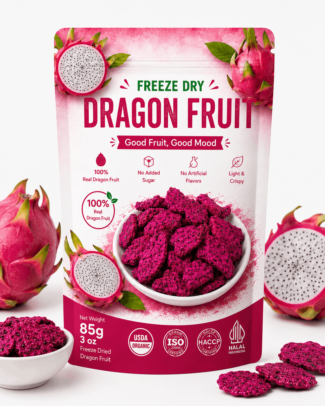 Dragon Fruit Chips Freeze Dry